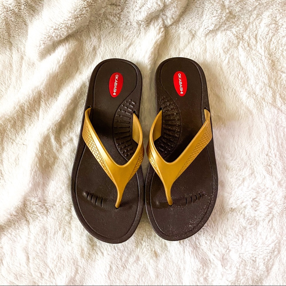 *NEW* Okabashi Women's Marine Flip Flop Brown/Gold